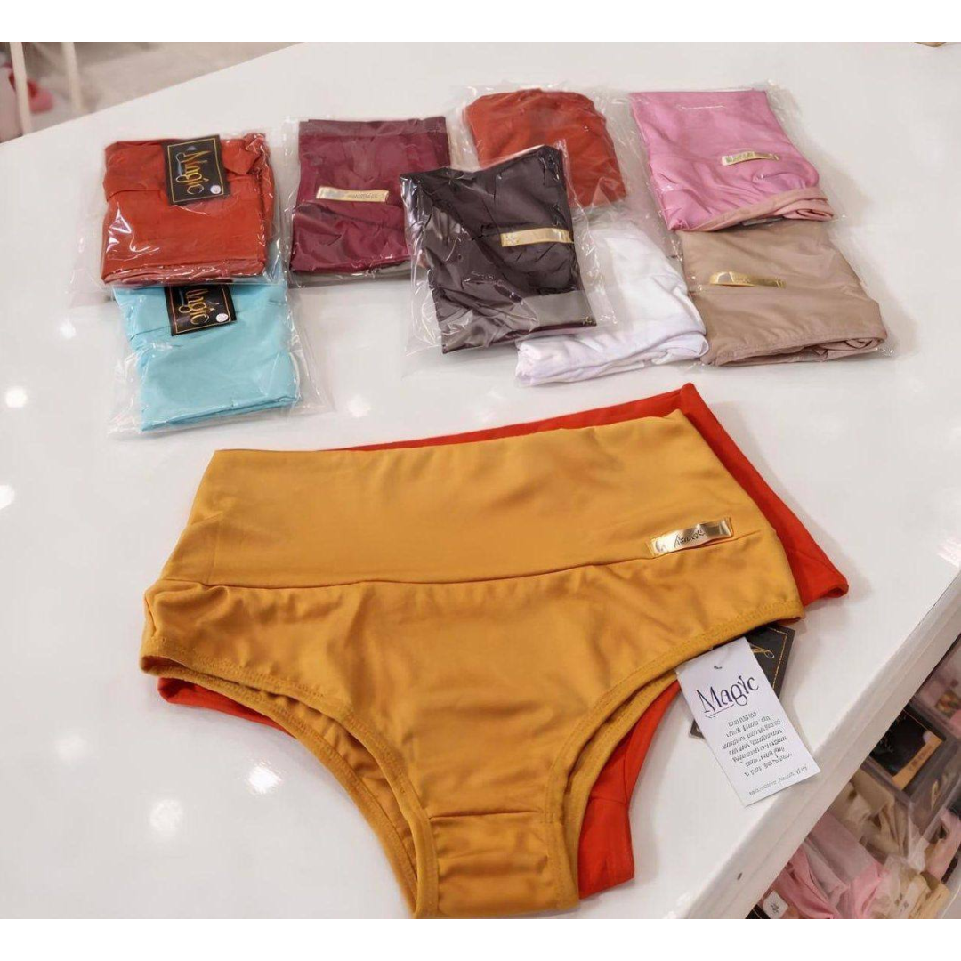 Kit Com 10 Lindas Calcinha Cós Alto Cores Atacado Revenda