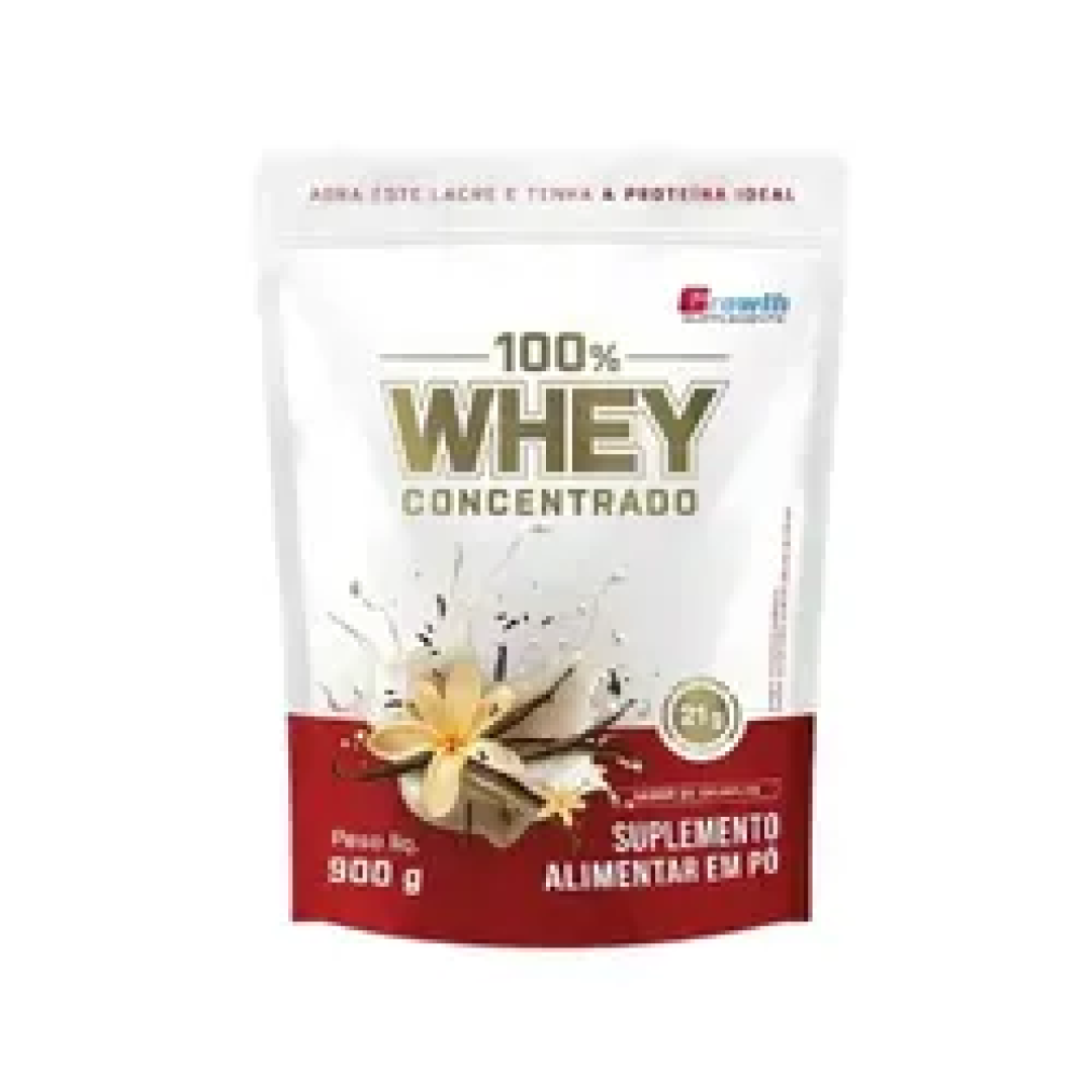Whey 100% Concentrado Growth Supplements 900g Baunilha
