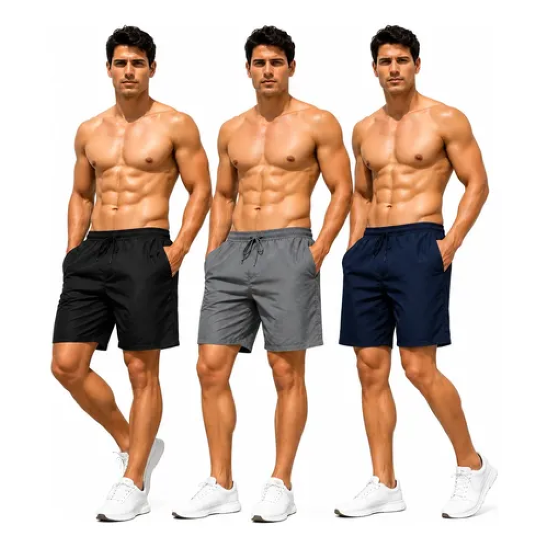 Kit com 3 Bermudas Masculina Tactel