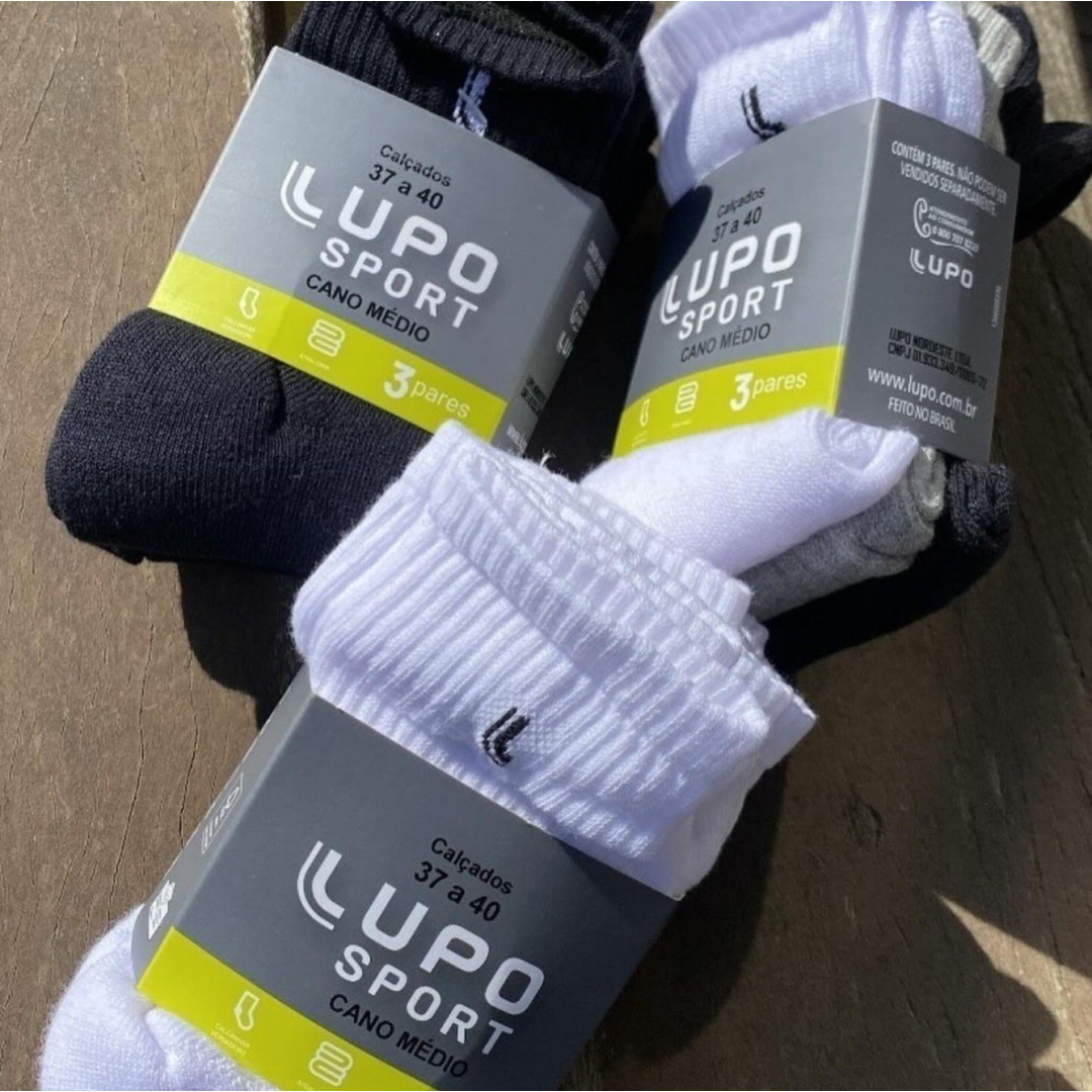 Kit com 6 Pares de Meias Lupo Cano Médio