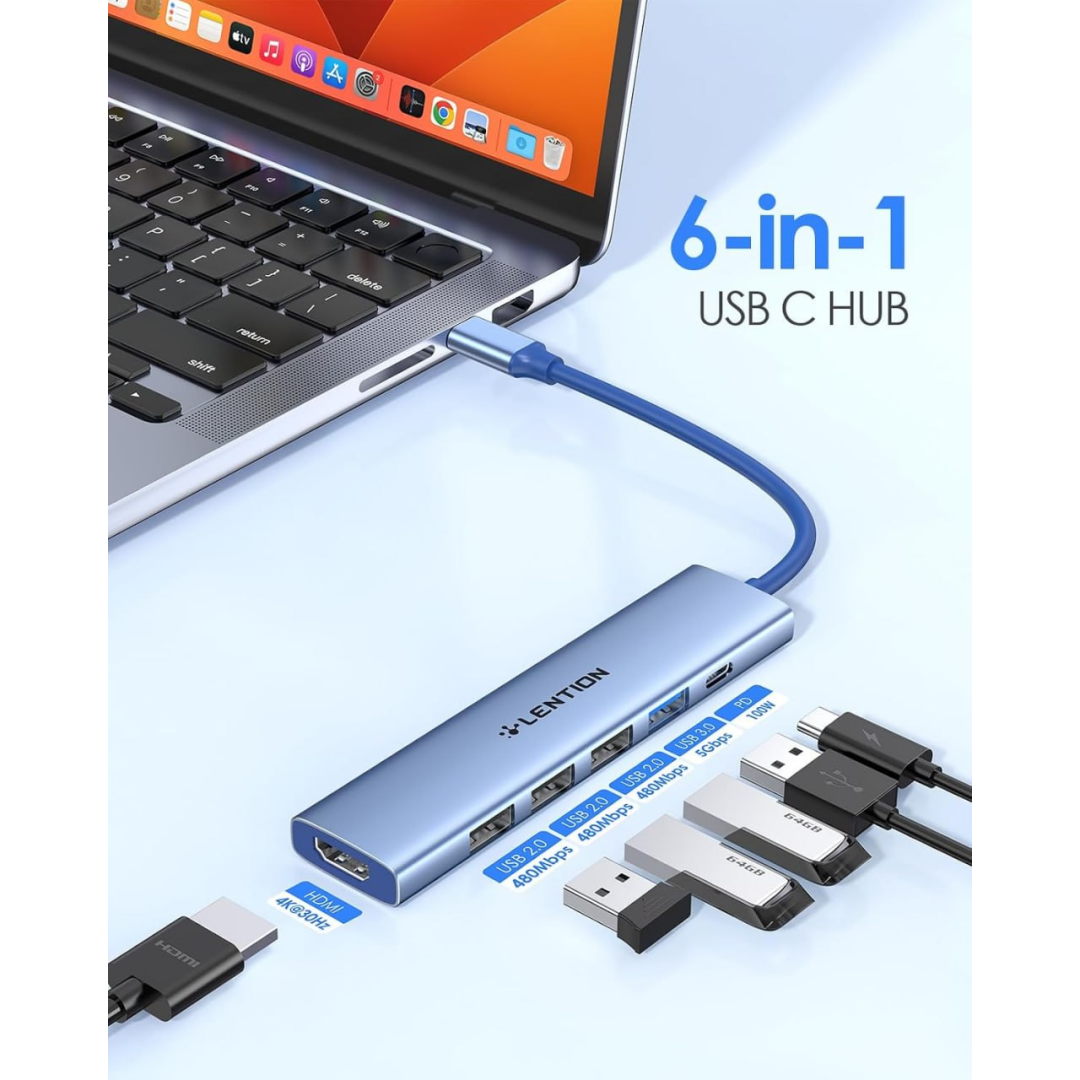 Lention Adaptador Hub USB-C HDMI 4K