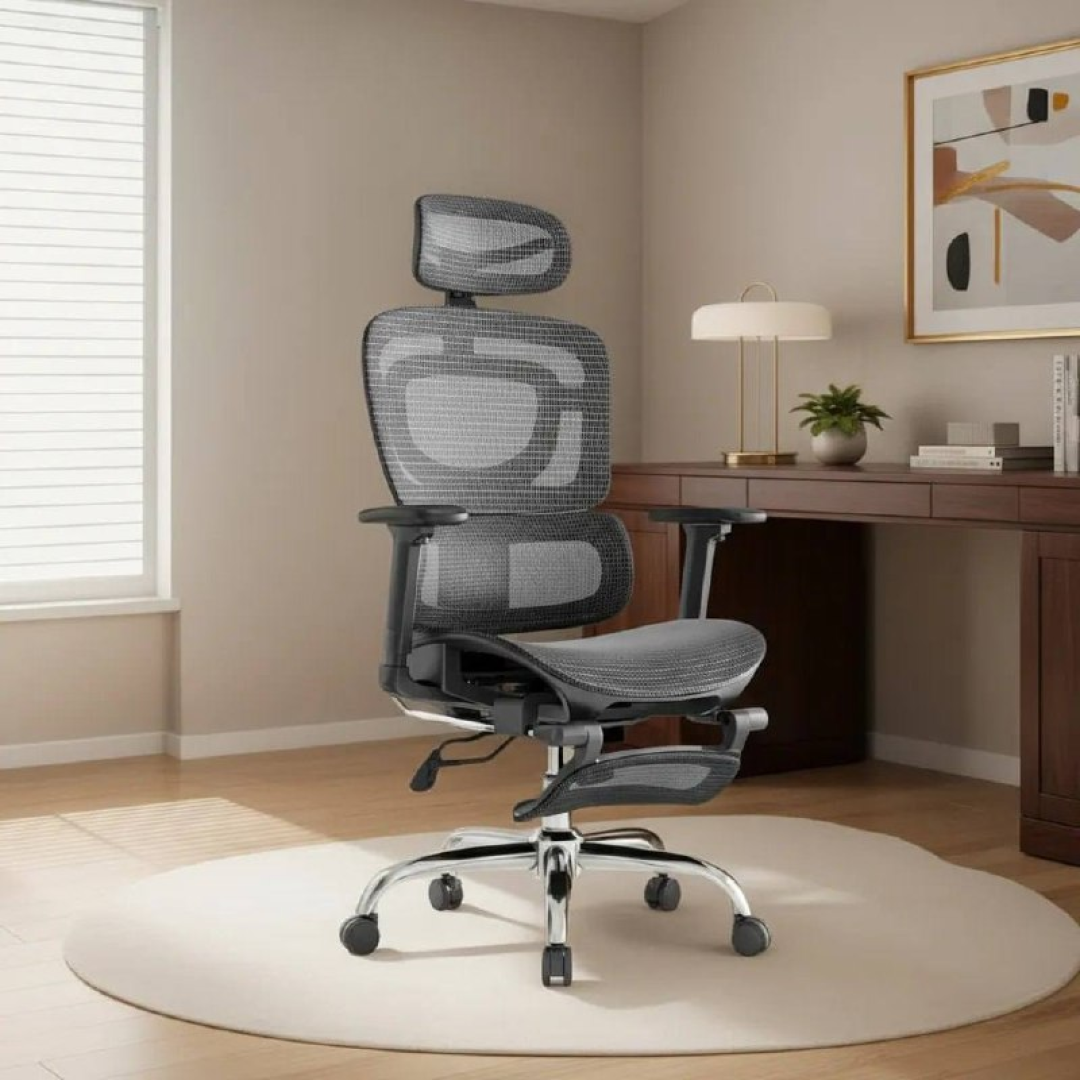 Cadeira de Escritório Ergonômica Mônaco Malha Respirável Com Suporte Lombar Adaptável Suporta 200kg Luvinco Bt07