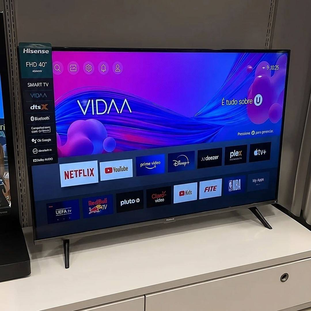 Smart TVHisense FHD 40” Polegadas 40A4NV com HDR10, DTS Virtual X, Compatibilidade Alexa