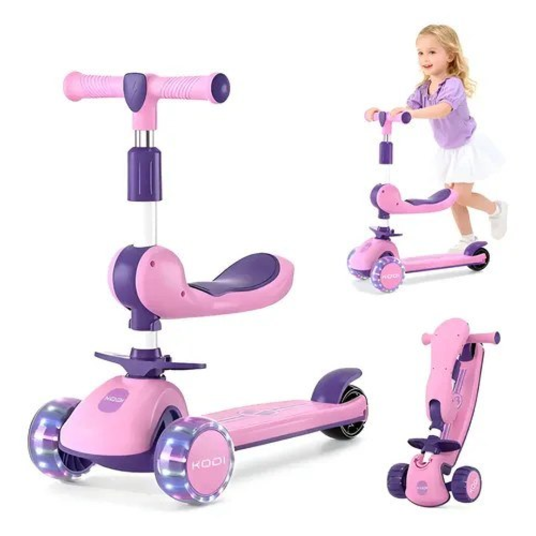 Patinete Infantil 3 Rodas Com Luz Led Menino Menina 40 Kg