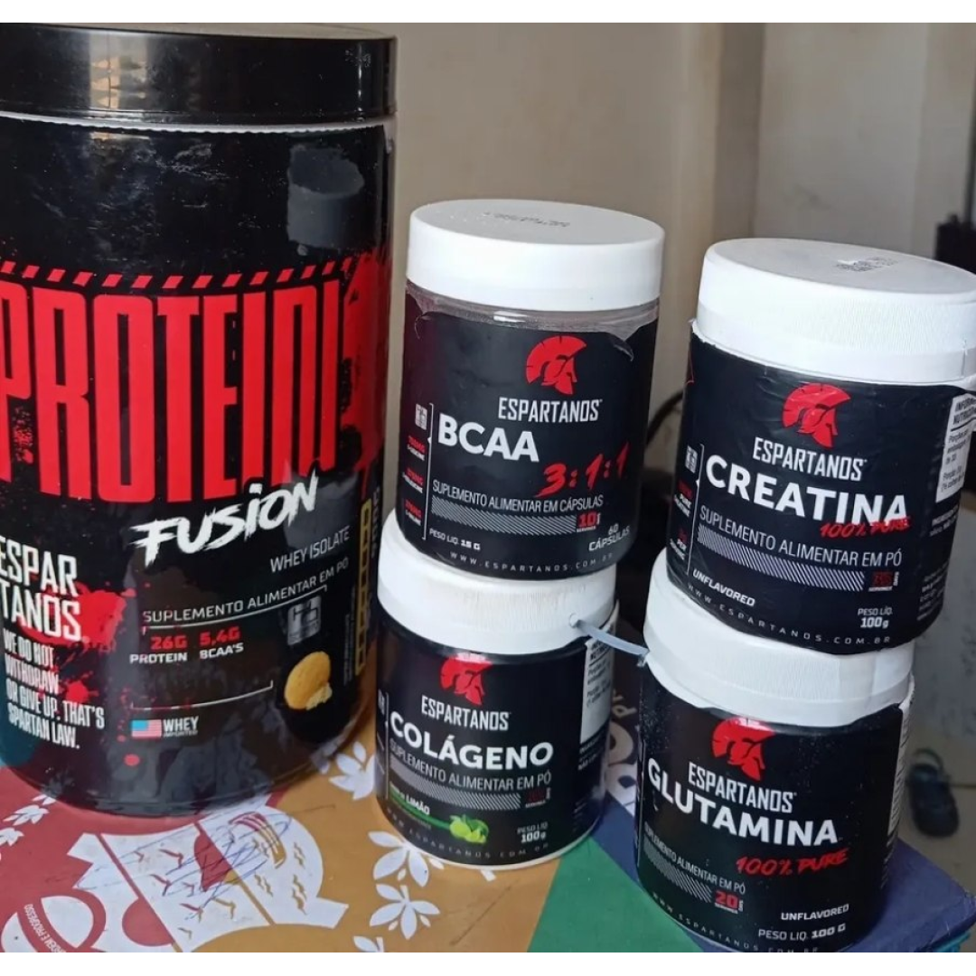 Whey Protein + Bcaa + Creatina + Glutamina + Colágeno + Copo Sabor Baunilha