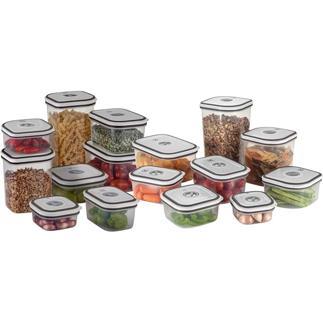 Electrolux Kit 16 Potes Herméticos de Plástico Retangular, Multiuso, Vedação Silicone, BPA Free, Porta Mantimentos