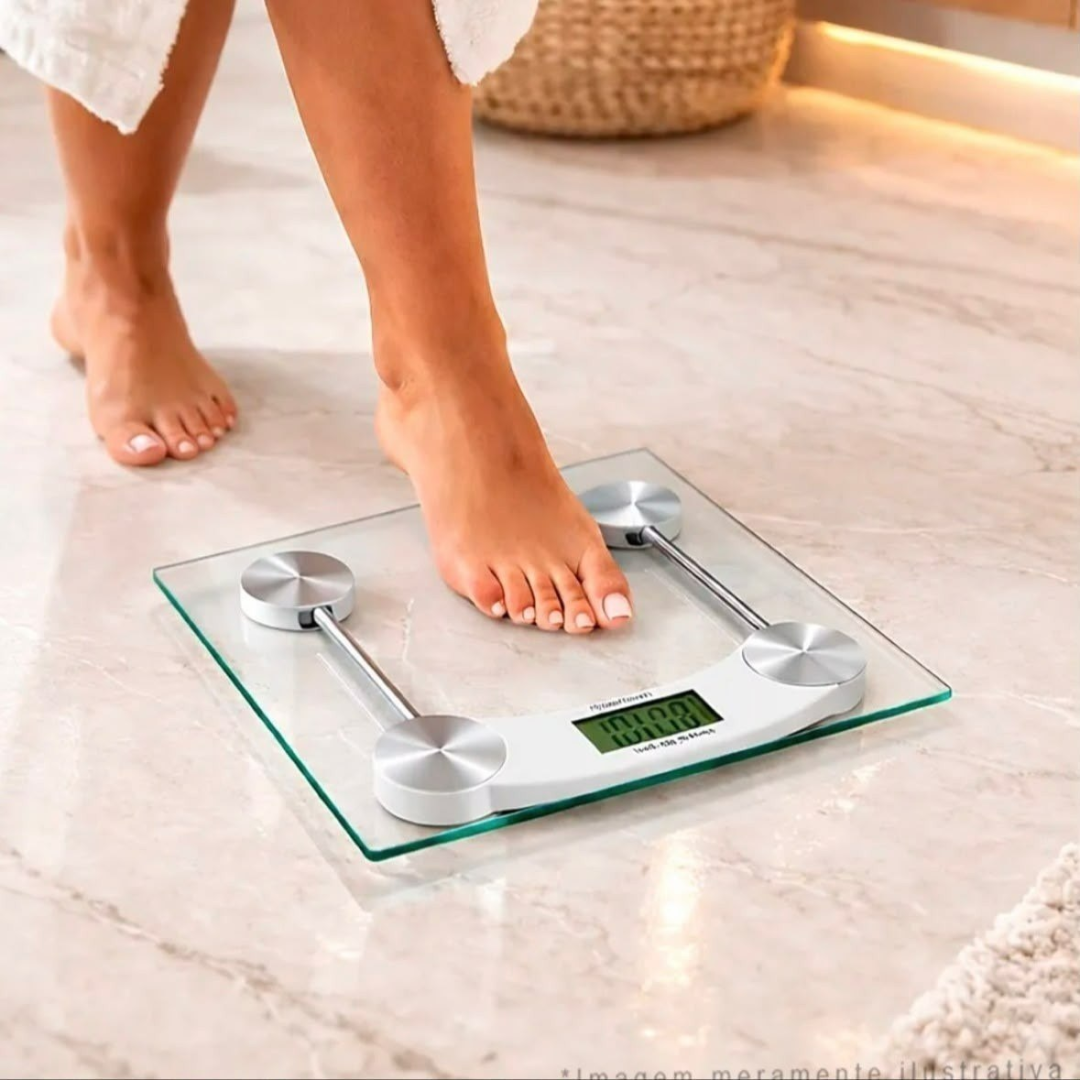 Balança Digital Vidro Temperado Transparente 180kg