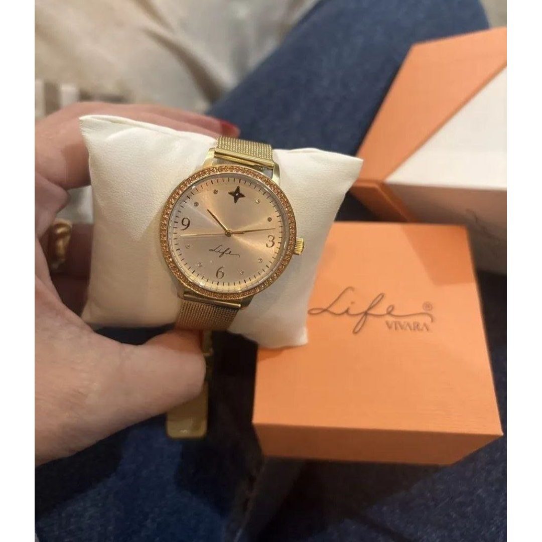 Relógio Life Formatura Feminino Aço Dourado Prateado Dourado
