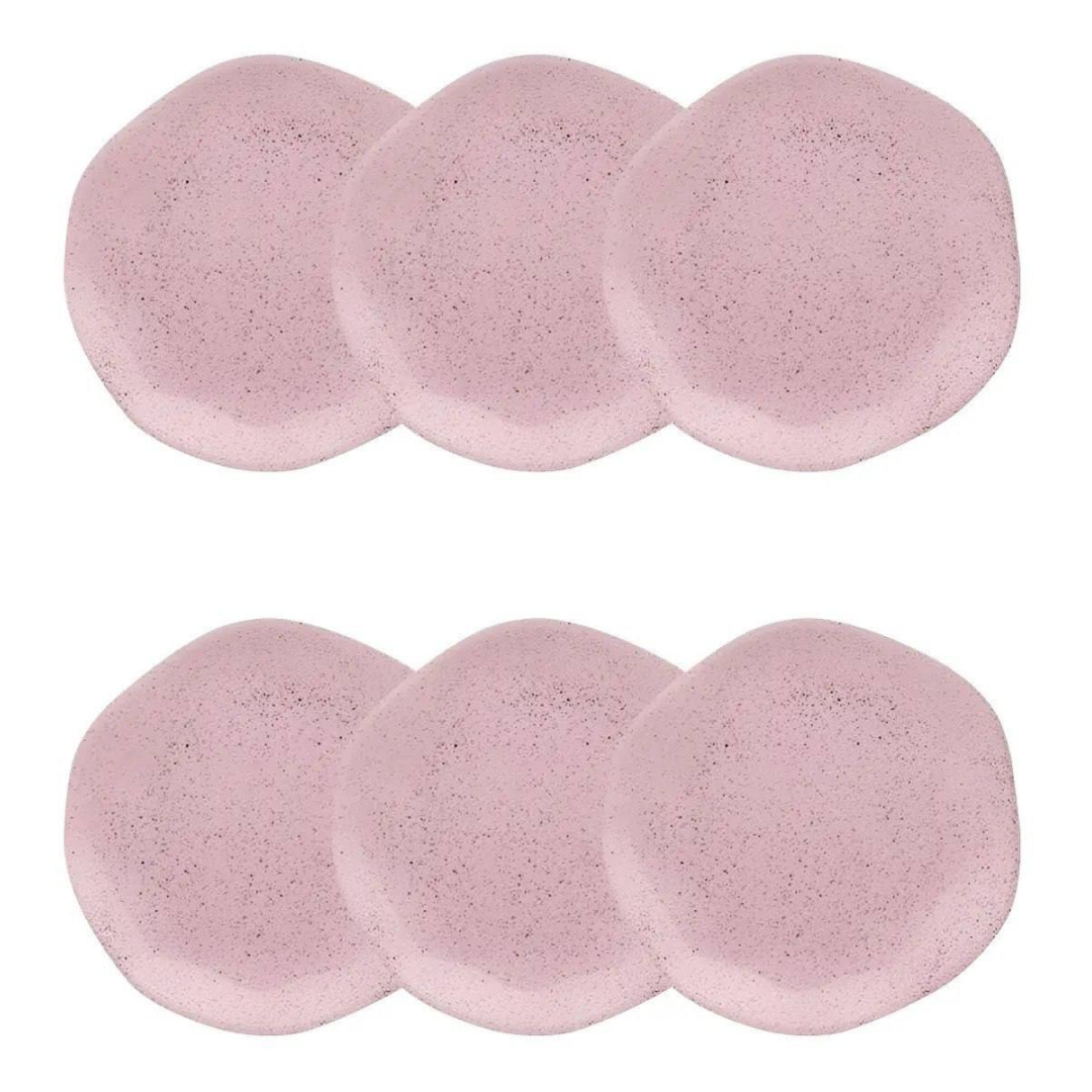 Jogo De 6 Pratos Sobremesa 21,5cm Oxford Ryo Pink Sand Rosa
