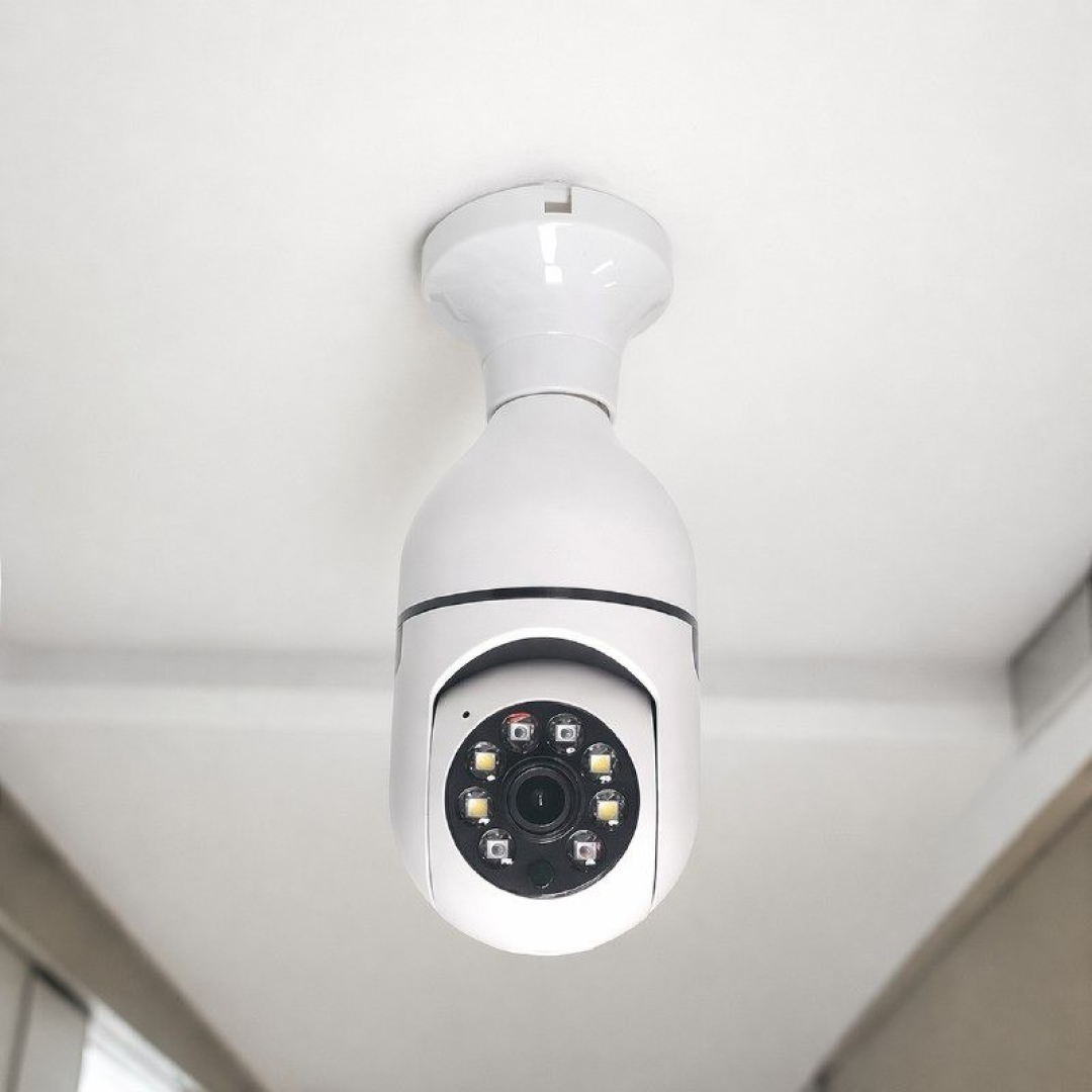 Câmera Lampada de Segurança Ip Wifi Com Visão Noturna Interna Externa 360º