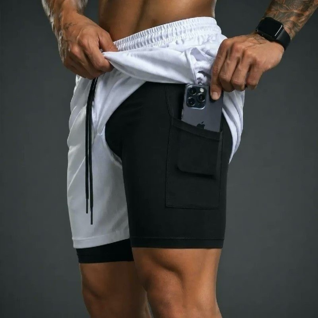 Kit com 4 Shorts 2 Em 1 Duplo Dryfit