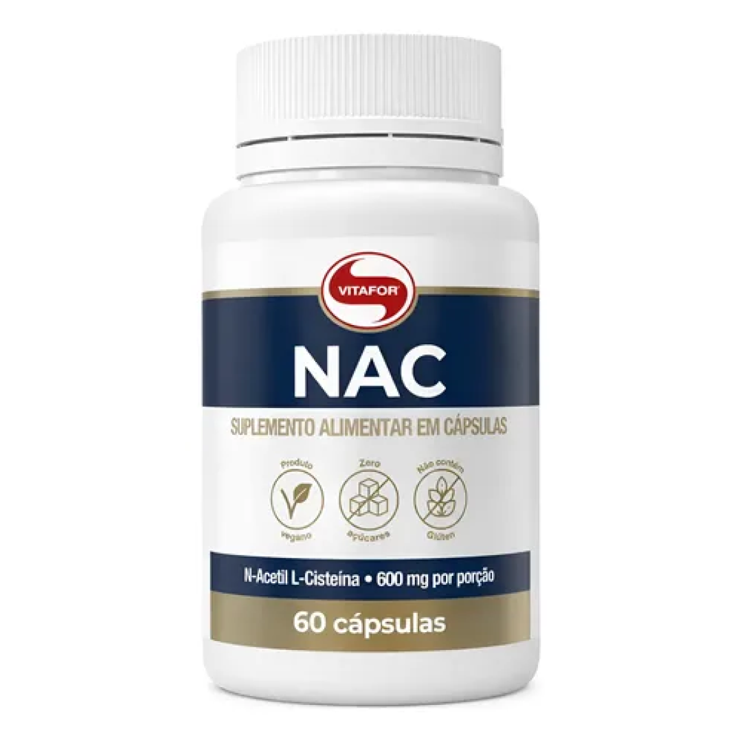 Nac 600mg 60 Capsulas Vegano Glutationa Vitafor Suplemento Alimentar Nac