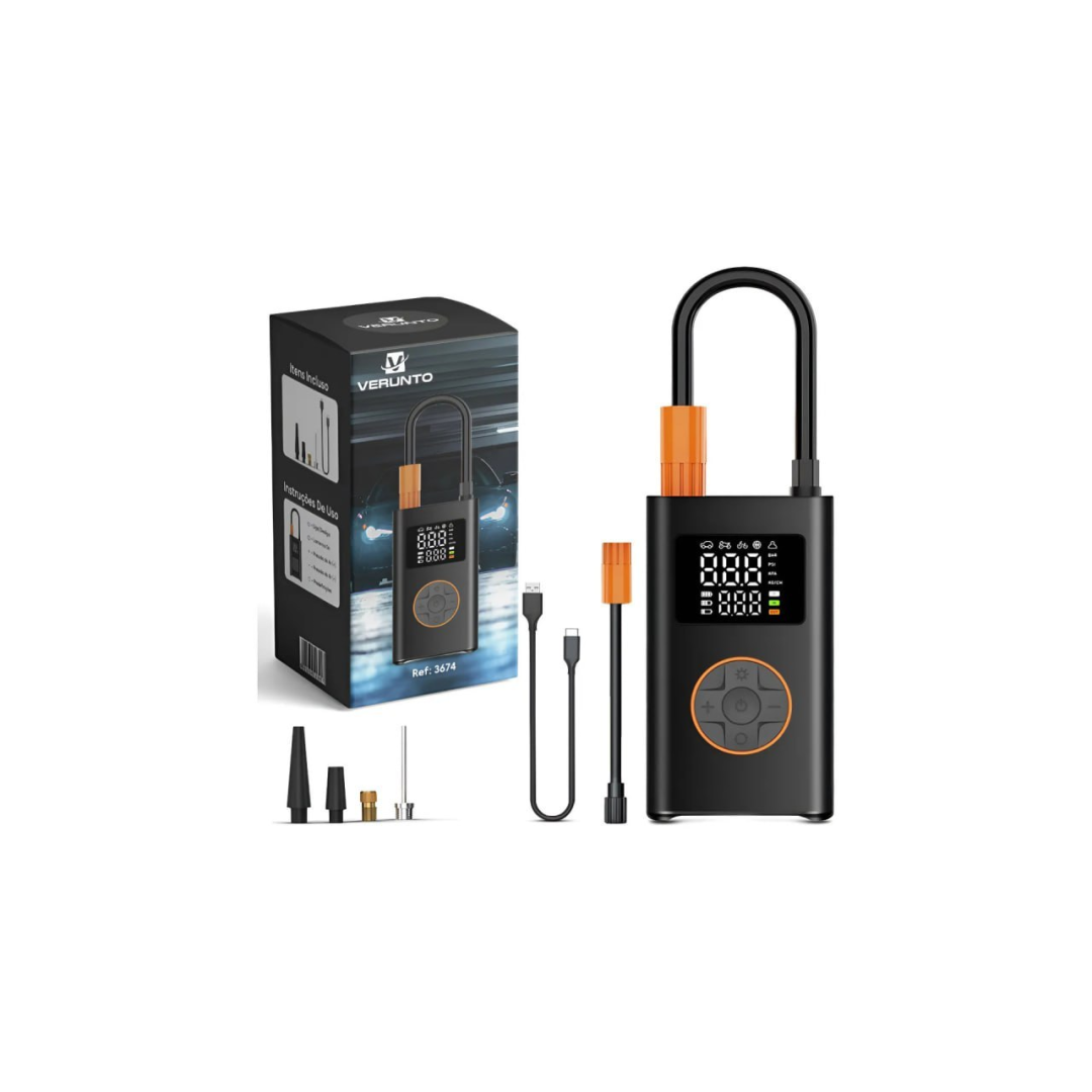 Compressor Calibrador De Pneus Calibrador B&G Portátil Mini Digital Carro Bike Sem Fio Cor Preto