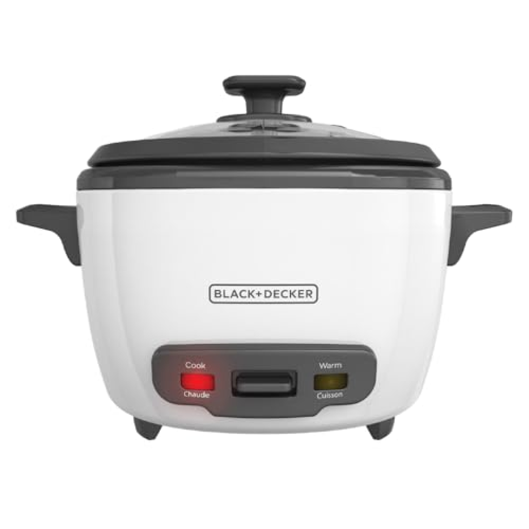 BLACK+DECKER Panela de arroz para 16 xícaras, RC516, 8 xícaras de arroz cru, cesta fumegante, tigela antiaderente removível, um toque