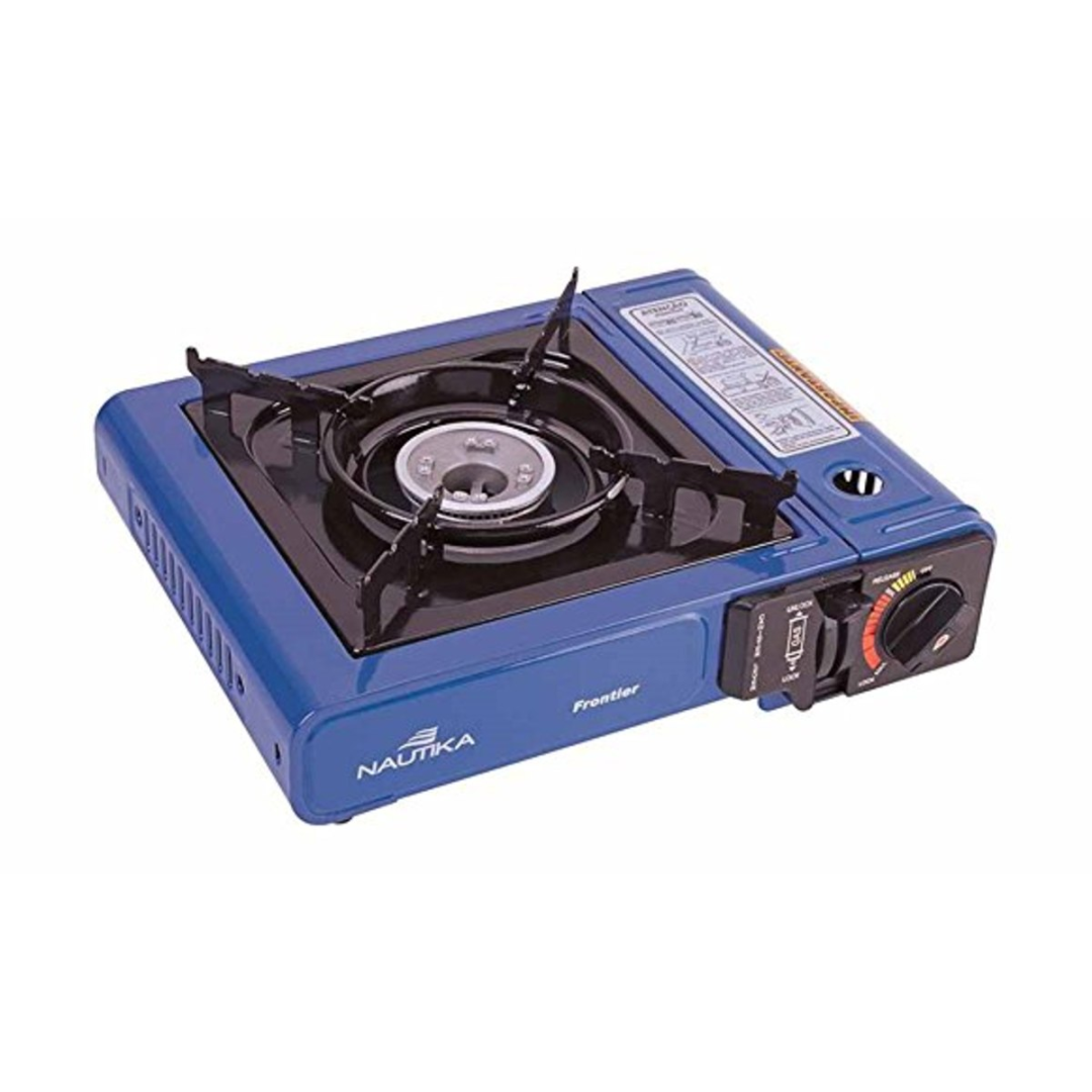 NTK, Fogareiro Frontier Em Aço Esmaltado Com Ignição Eletrônica Apoio De Panela, Chama Regulável, Dispensa Uso De Fósforos, Ideal Para Uso Diário, Camping, Trilha Ou Viagens, Prático E Econômico