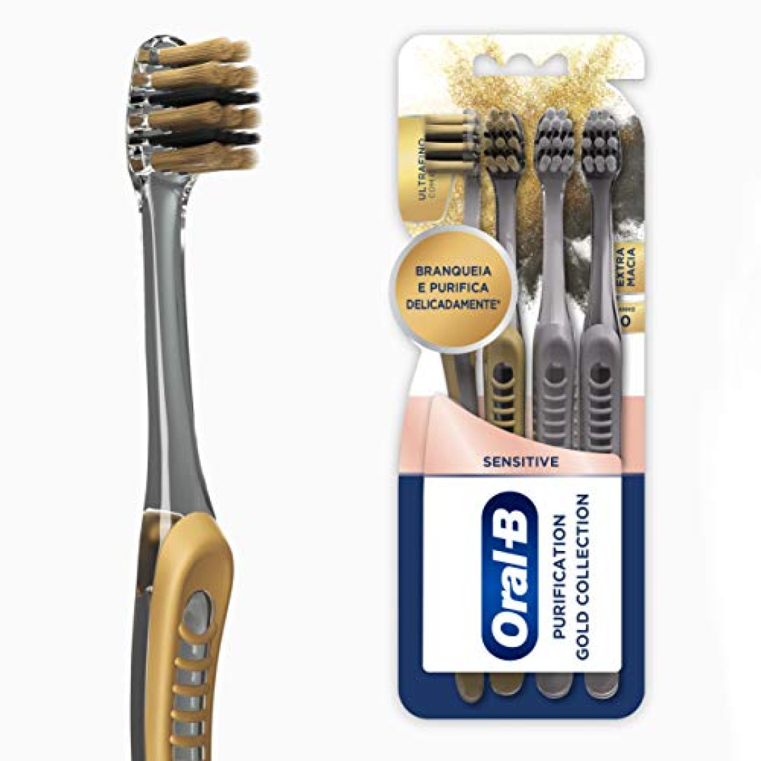 4 Unidades Oral-B Escova de Dente Sensitive Purification Gold Extra Macia