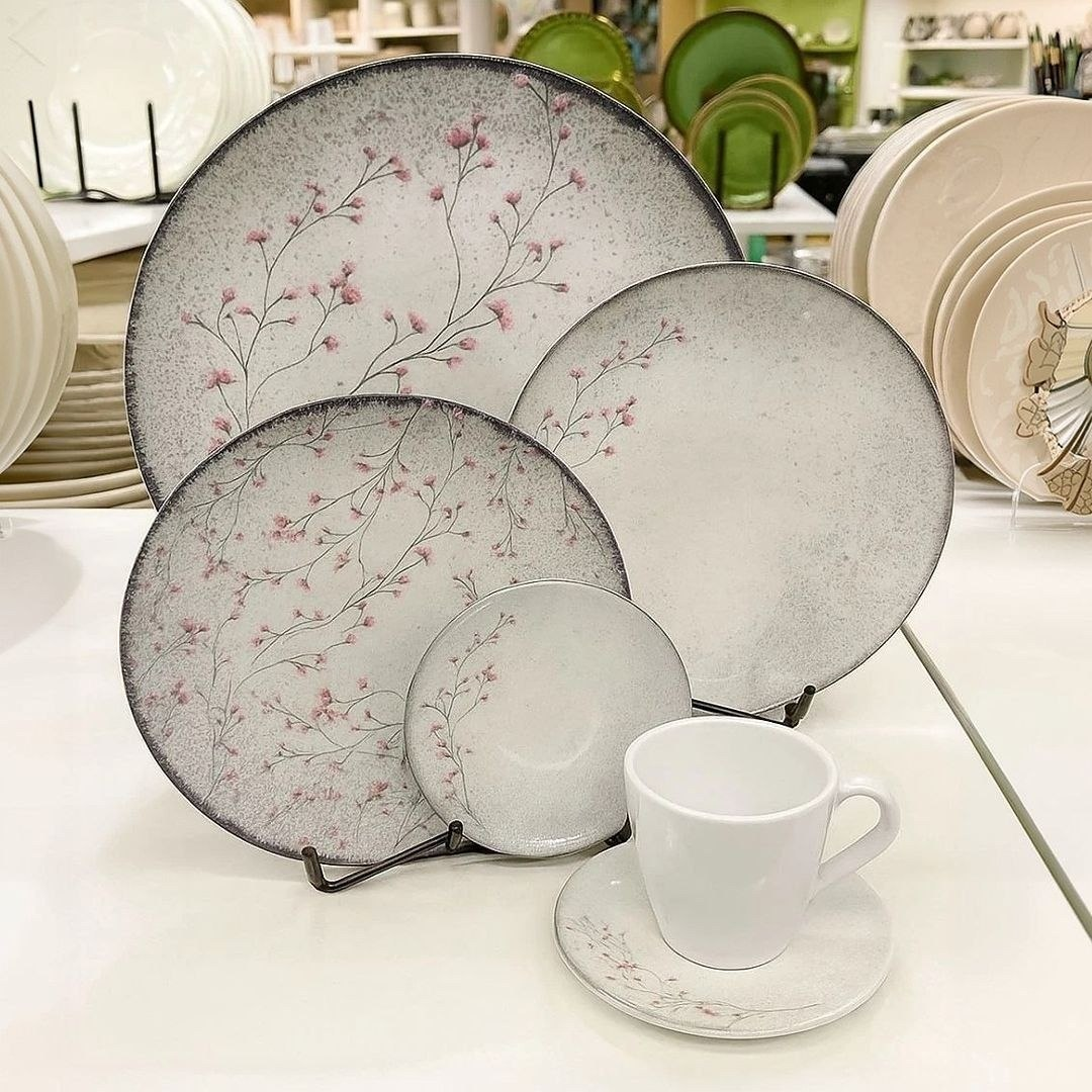 Aparelho de Jantar Tramontina Floralis Porcelana 20 Peças