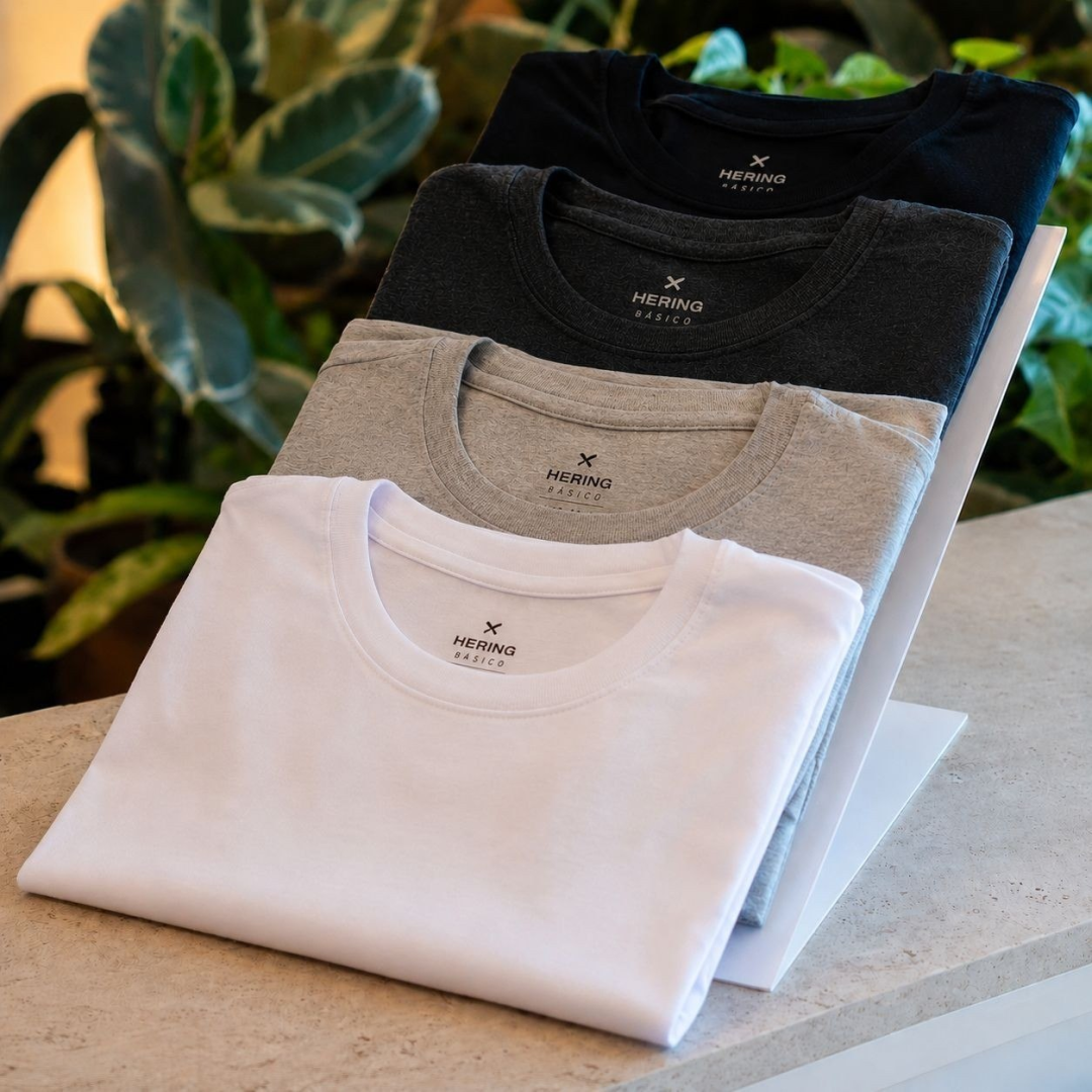 Kit com 5 Camisetas Slim Hering