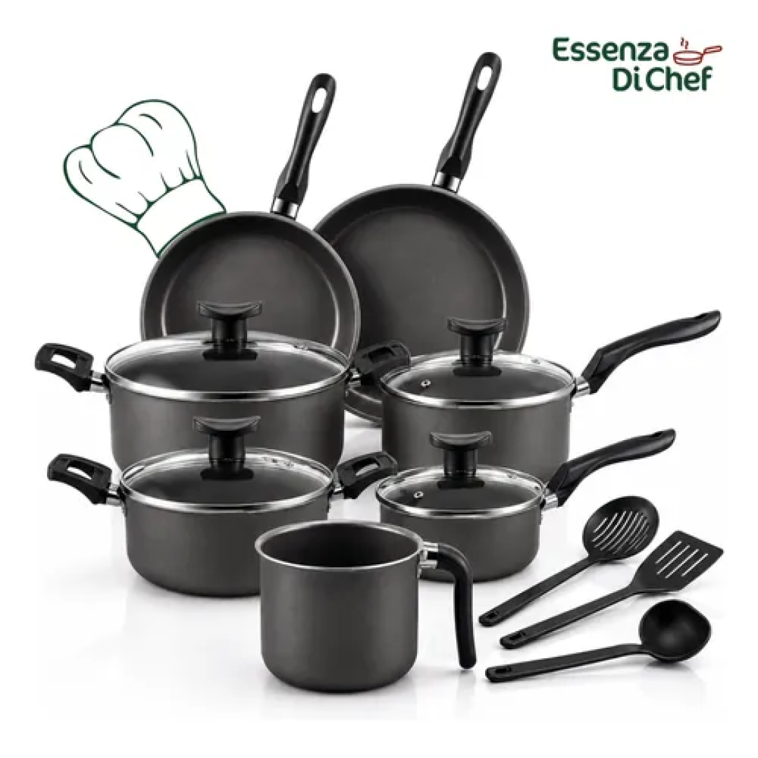 Conjunto Panelas Antiaderente 10 Peças Teflon Várias Cores Preto