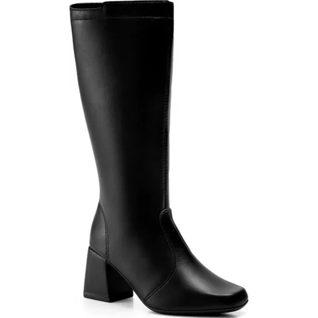 Bota Feminina Lumiss Salto Alto Cano Alto Bico Quadrado