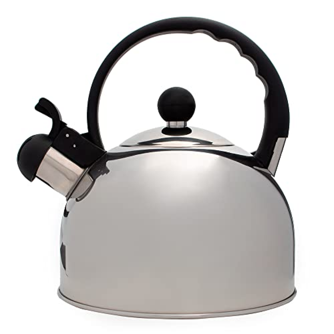 Mimo Style Chaleira Com Assobio de Alerta, Alça e Tampa Flip-up, Capacidade para 2 Litros e Acabamento Espelhado, Produzida em Aço Inox Resistente e Duradouro