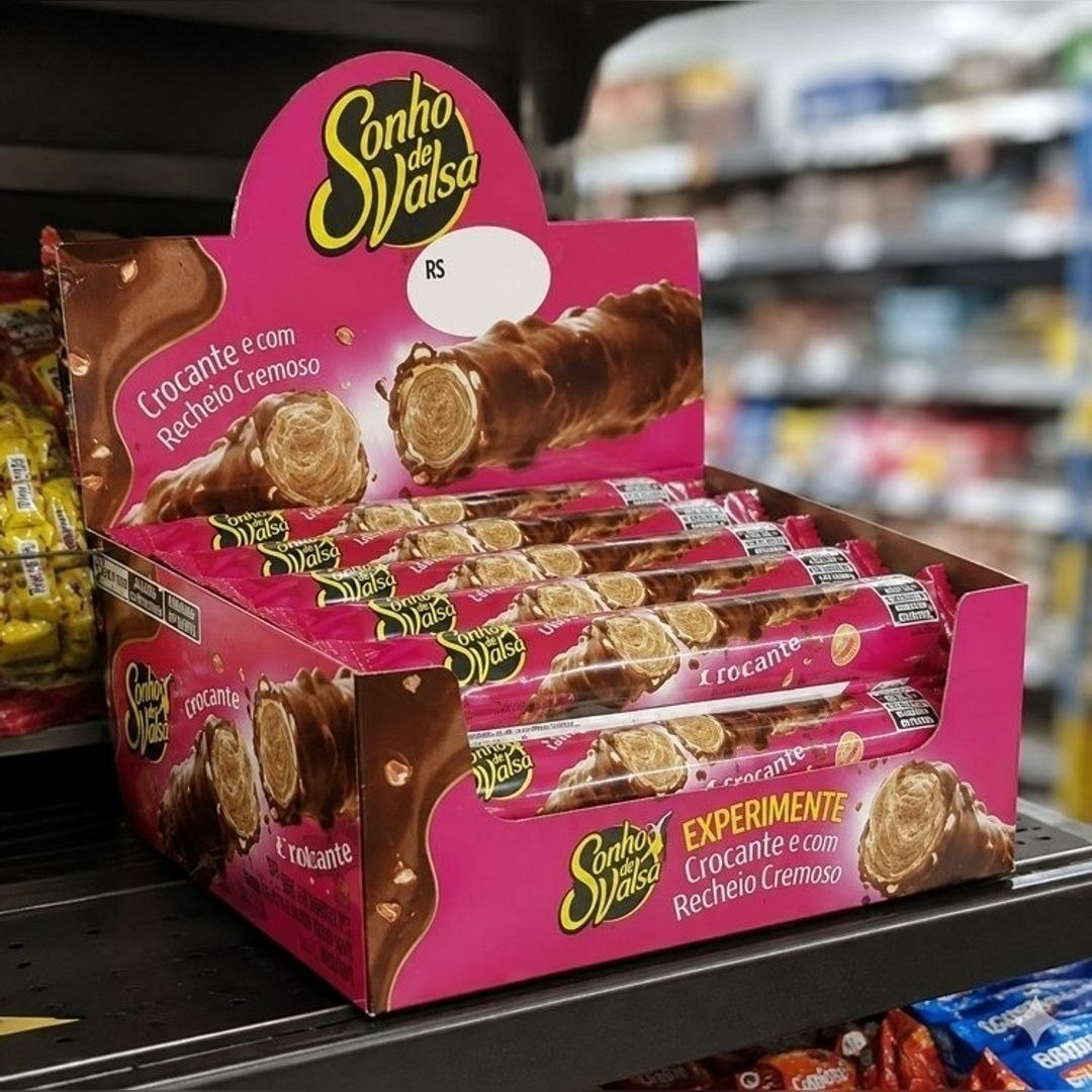 15 Unidades Stick Wafer Recheado Sonho de Valsa Sabor Chocolate 25g