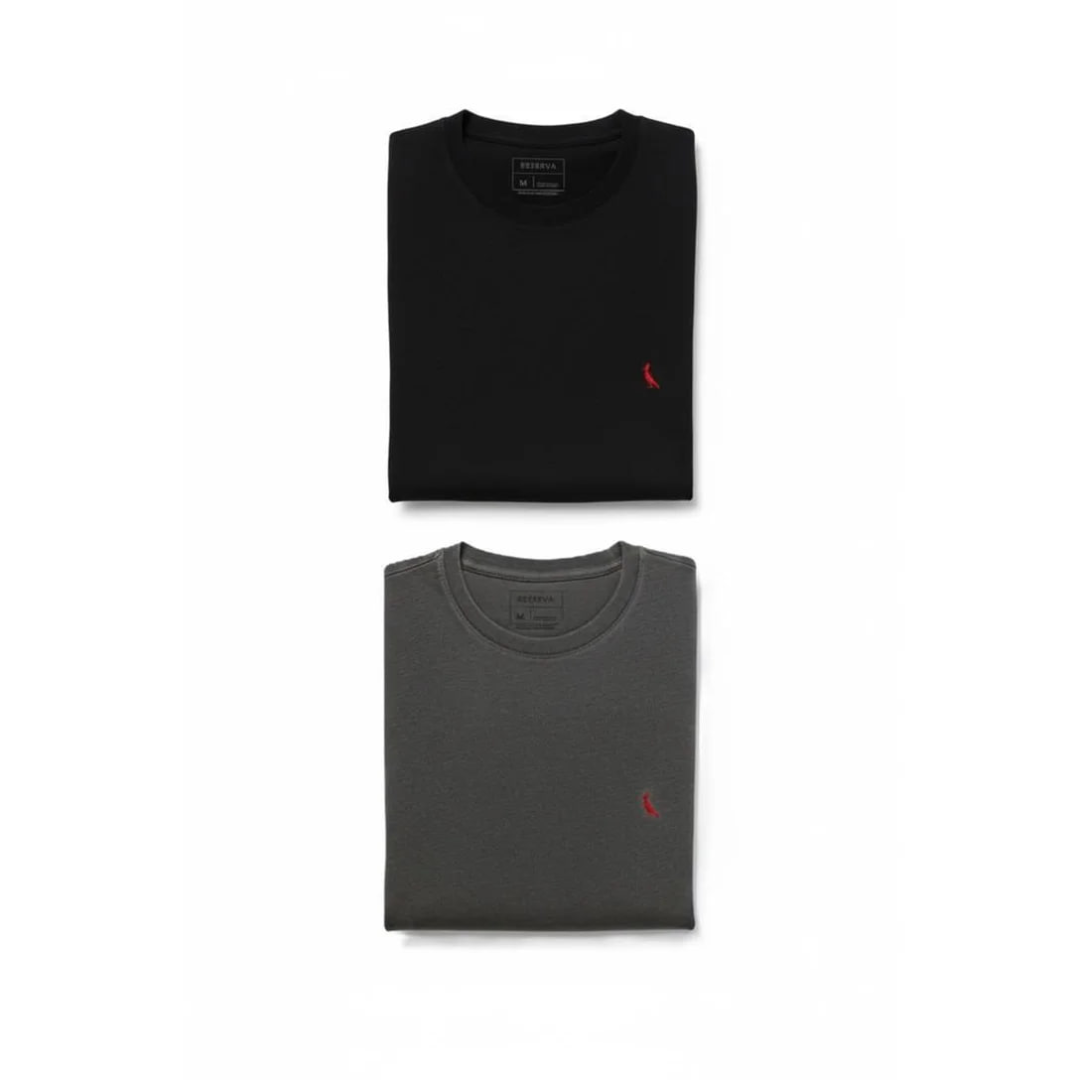 Kit 2 Camiseta Algodão Brasa Pica-Pau Bordado