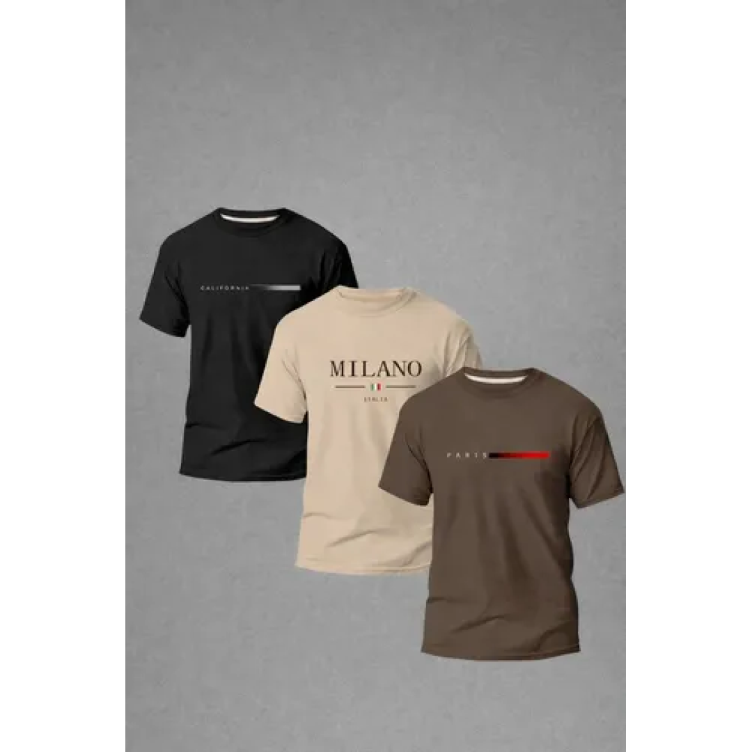 Kit 3 Camisetas Masculina  100% Algodão Premium Verão Oferta