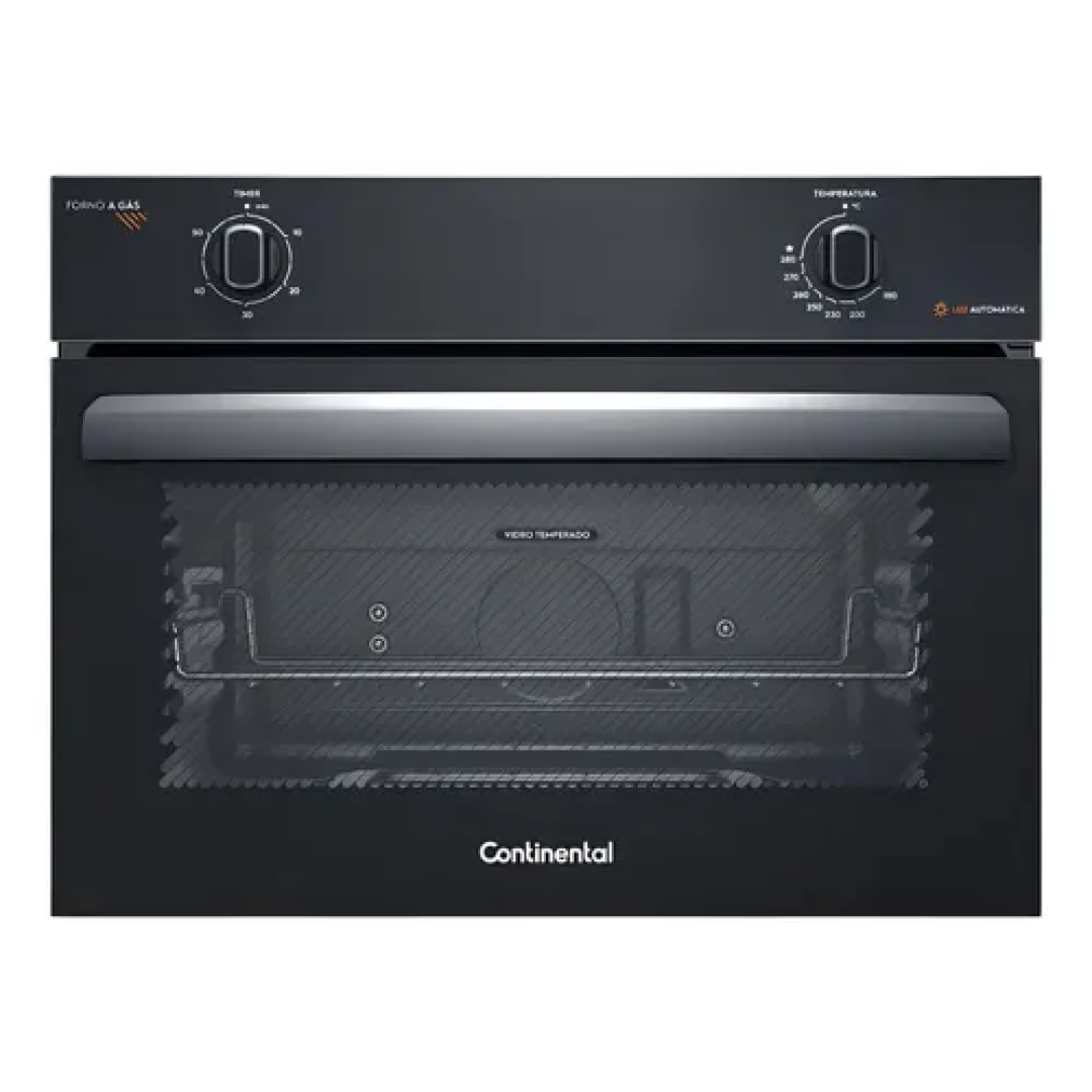 Forno de Embutir a Gás Continental 50L TOPLimpaFácil OC4GM Cor Preto