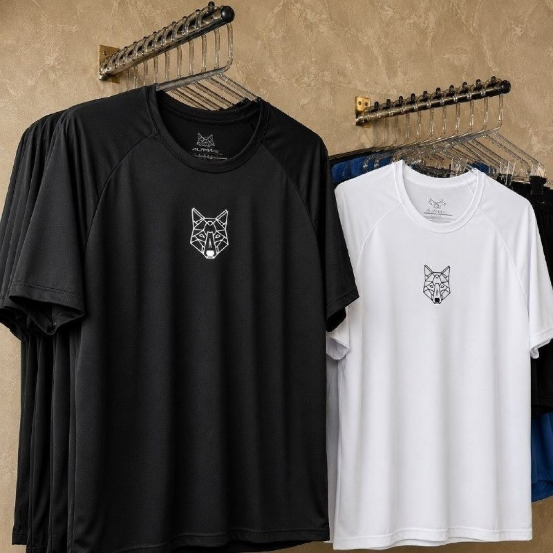 Kit com 2 Camisetas Dry Lobo Alpha Geométrico