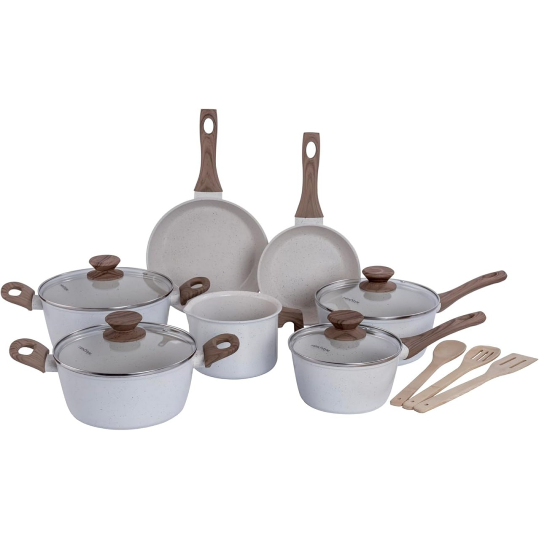 Conjunto de 10 Panelas Mimo Style Cook Marmol Bambu