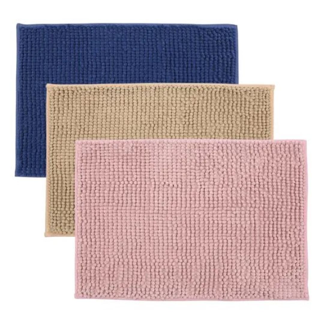 Kit 3 Tapetes De Banheiro Microfibra Bolinha Macio Seca Pés Sortido Liso