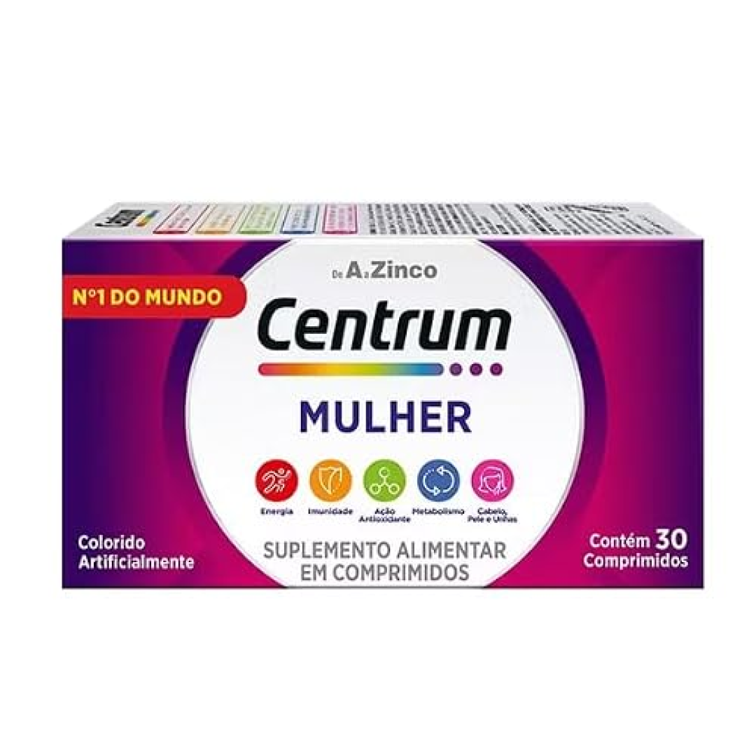 Suplemento Alimentar Centrum Mulher Magnésio, Vitamina D e Vitamina B12 30 Comprimidos