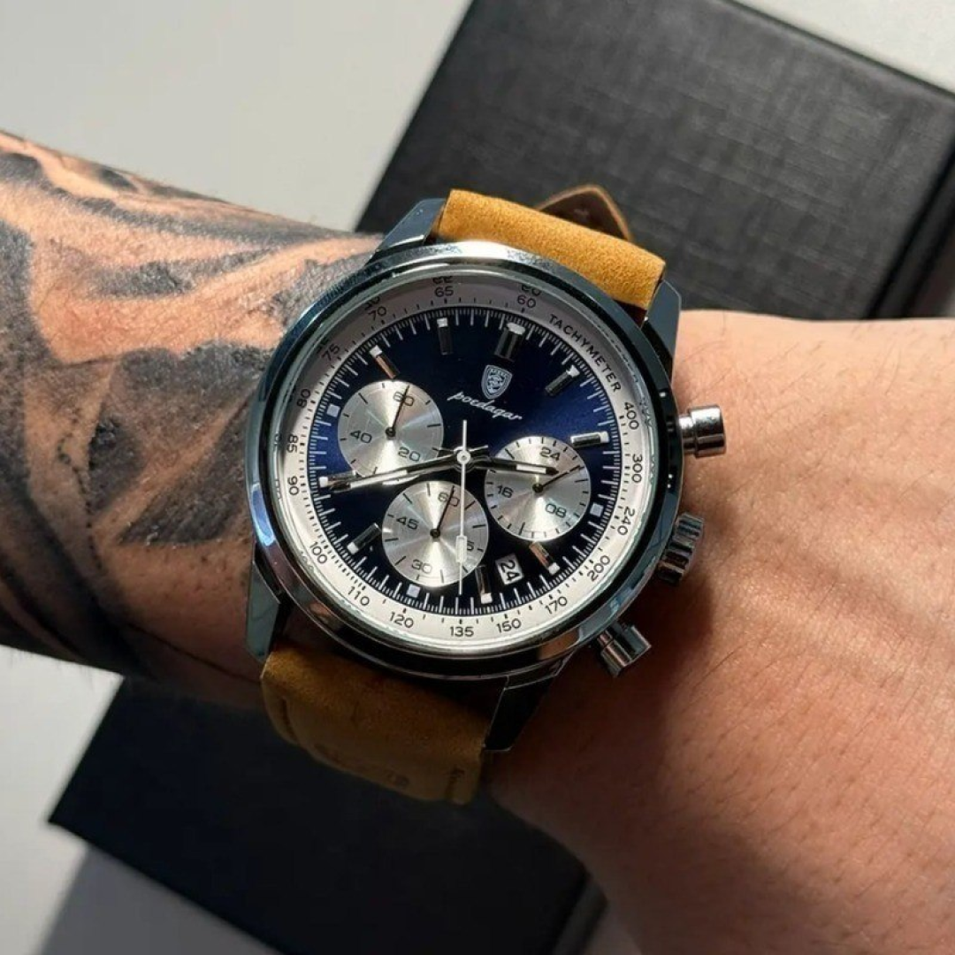 Relógio Poedagar com Pulseira em Couro (5 cores)