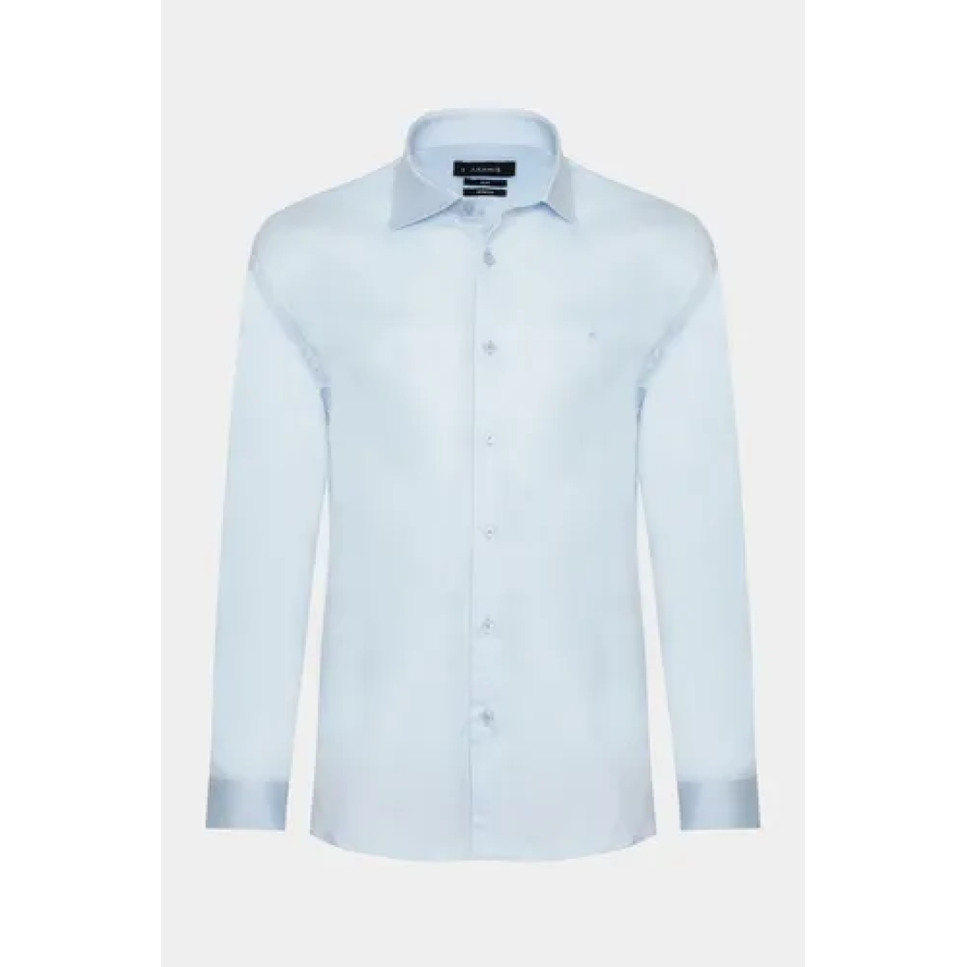 Camisa Aramis Slim Tricoline Algodão Manga Longa Azul