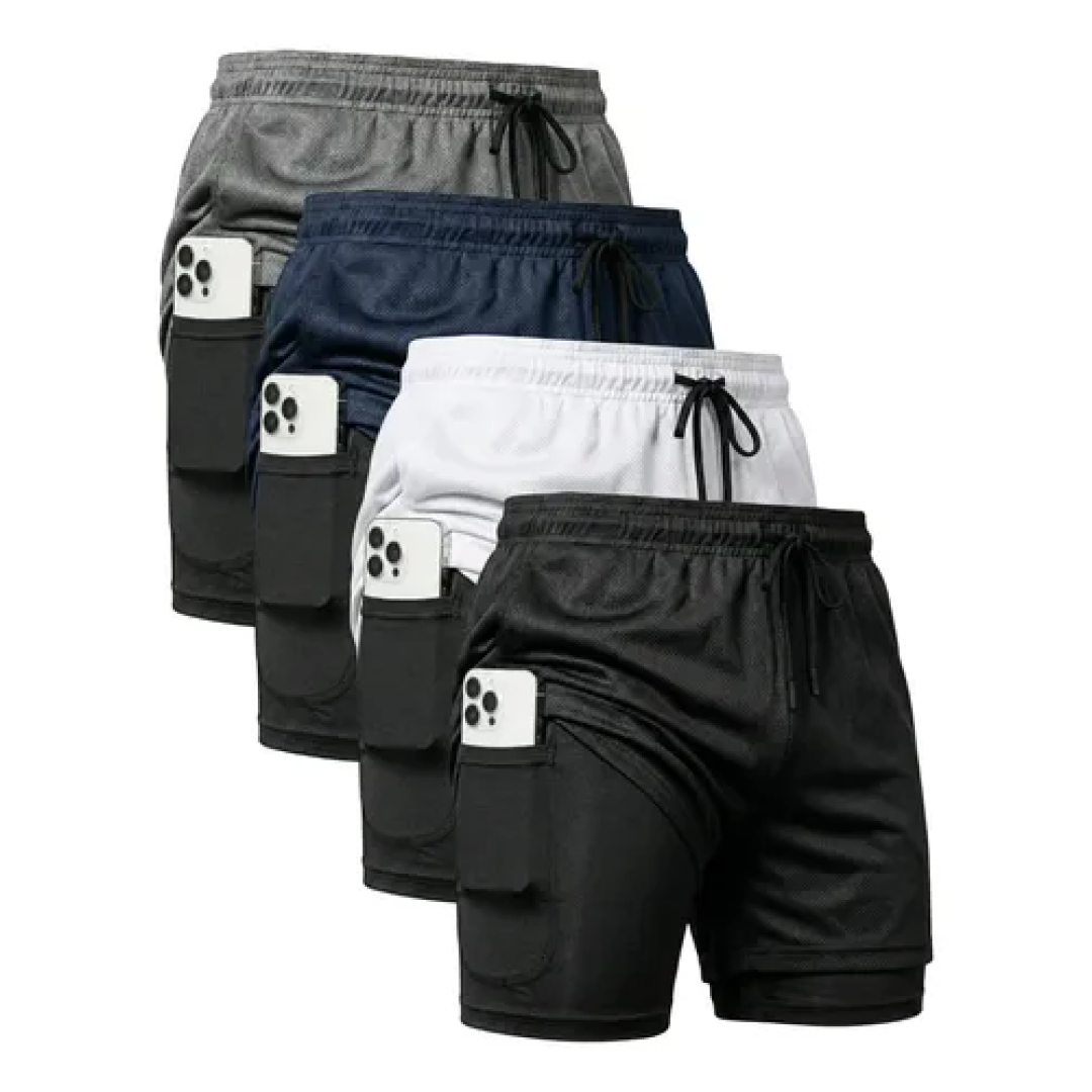 Kit com 4 Shorts 2 Em 1 Duplo