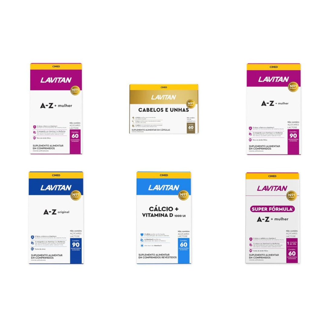 Suplemento Vitamínico - Mineral A-Z para Mulher, rosa, Lavitan, 60 cápsulas