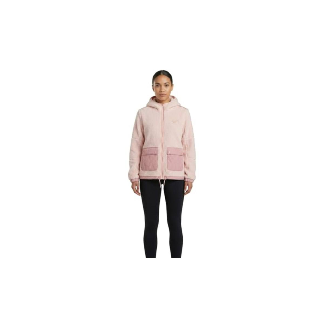 Reebok Jaqueta feminina de lã dupla face, rosa, M