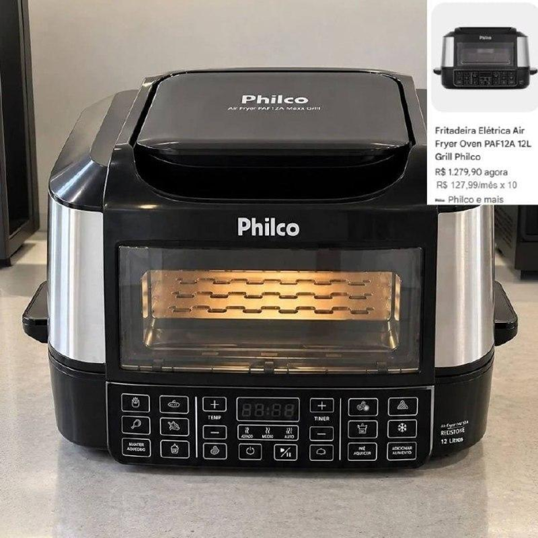 Air Fryer Philco PAF12A Barbecue Digital 12L Preta