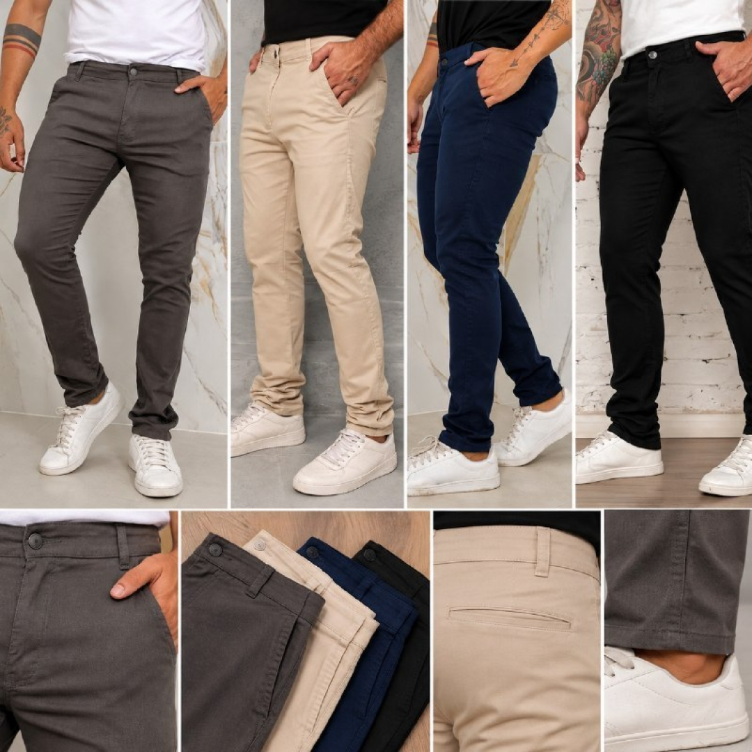 Calça Masculina Sarja Premium Esporte Fino com Lycra