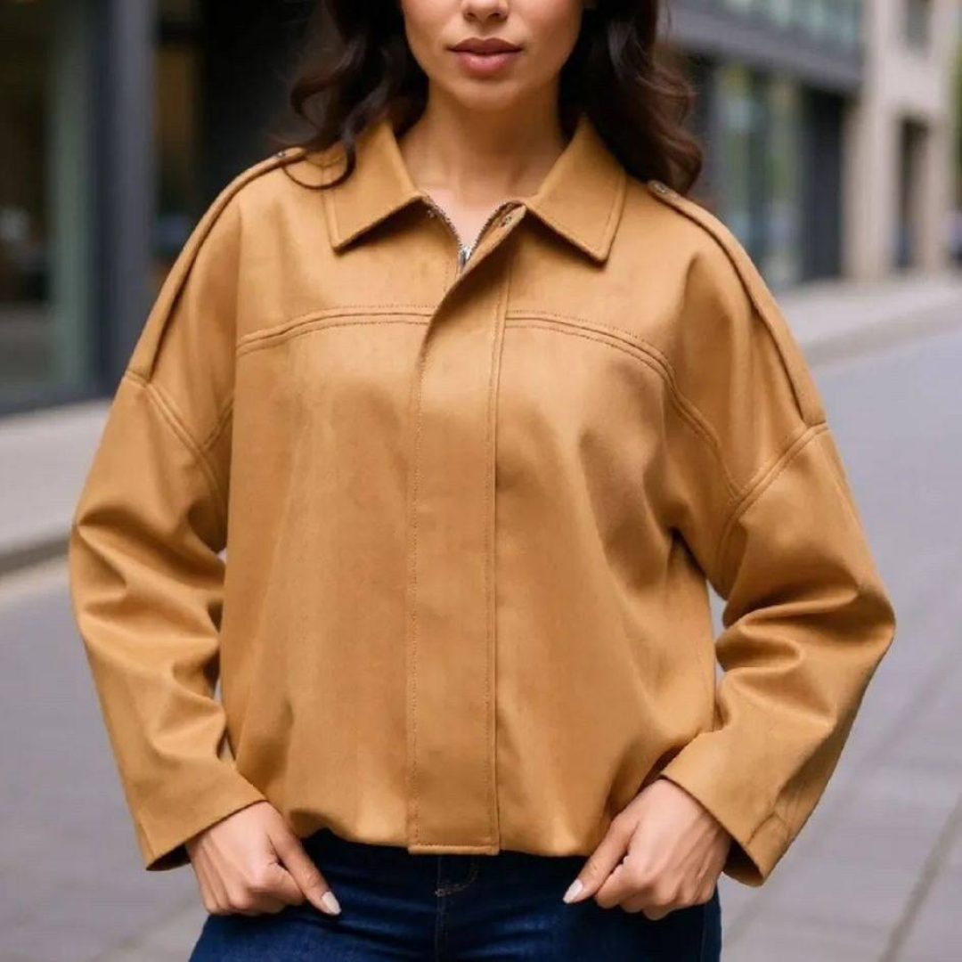 Jaqueta Casual Feminino Facinelli Cáqui G Liso