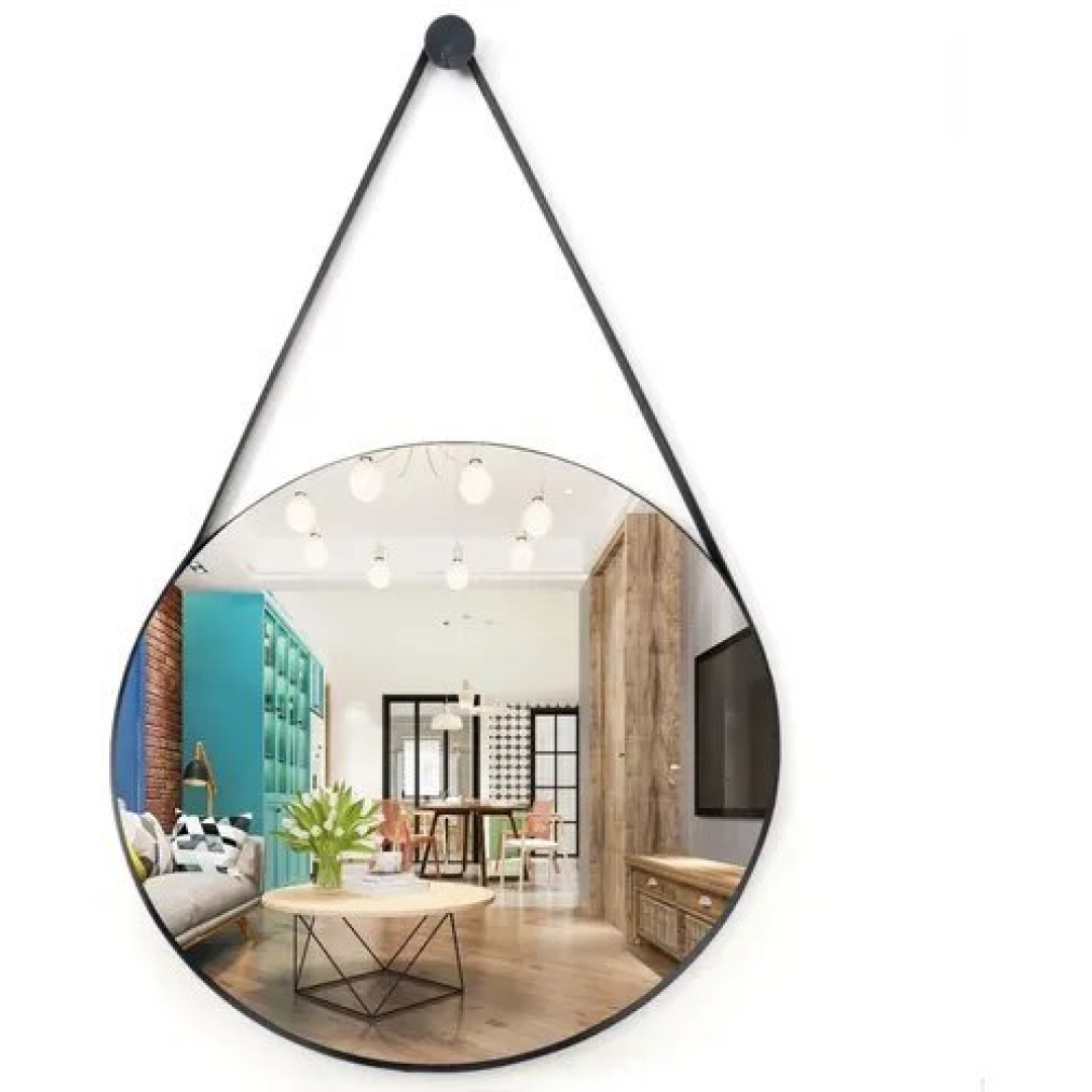 Espelho Redondo Decorativo Suspenso Alça 20cm + Pino Brinde