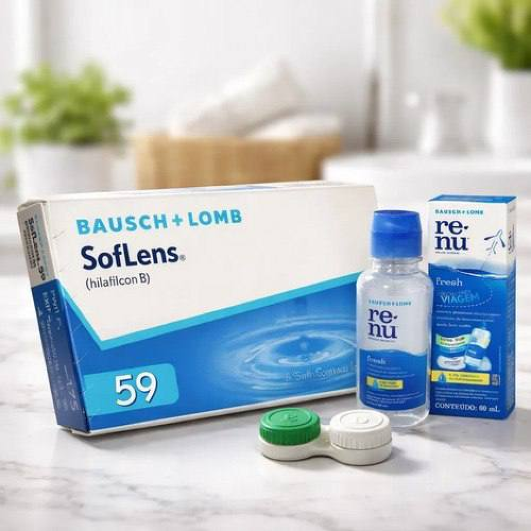 Lente De Contato Soflens 59 Bausch & Lomb Com Renu 60ml