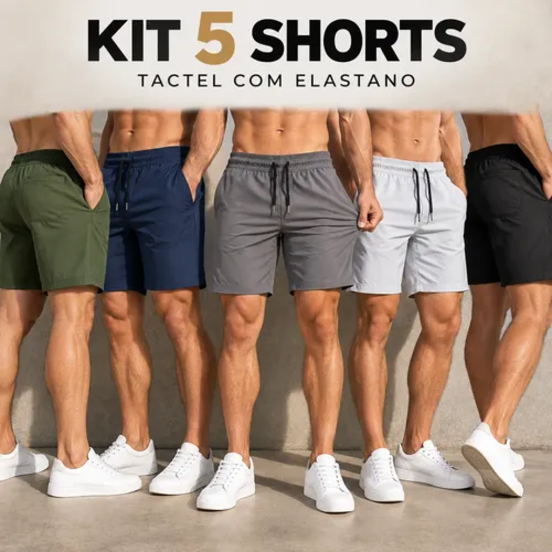 Kit com 5 Shorts Praia Tactel