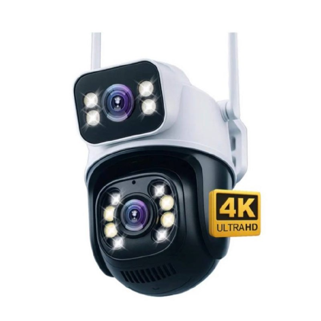 Câmera Segurança Ip Externa Wifi A28 App Icsee À Prova Dágua Ip66 Dome Lente Dupla Lentes 2 Em 1 Vigilancia Visão Noturna Infravermelho  4k Uhd Nova G...