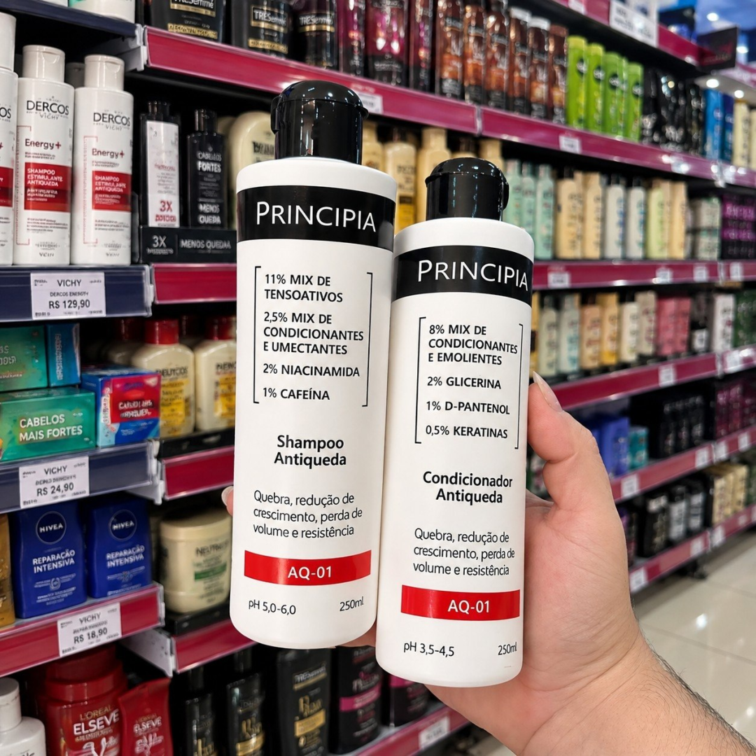 Kit Principia Shampoo E Condicionador Antiqueda Aq-01 250ml