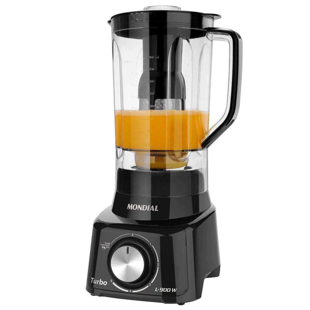 Liquidificador Turbo Full Black L900FB 900W com 5 Velocidades Mondial