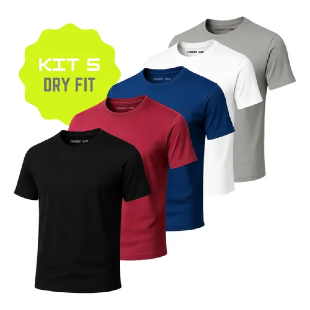 Kit com 5 Camisas Termica Dry Fit