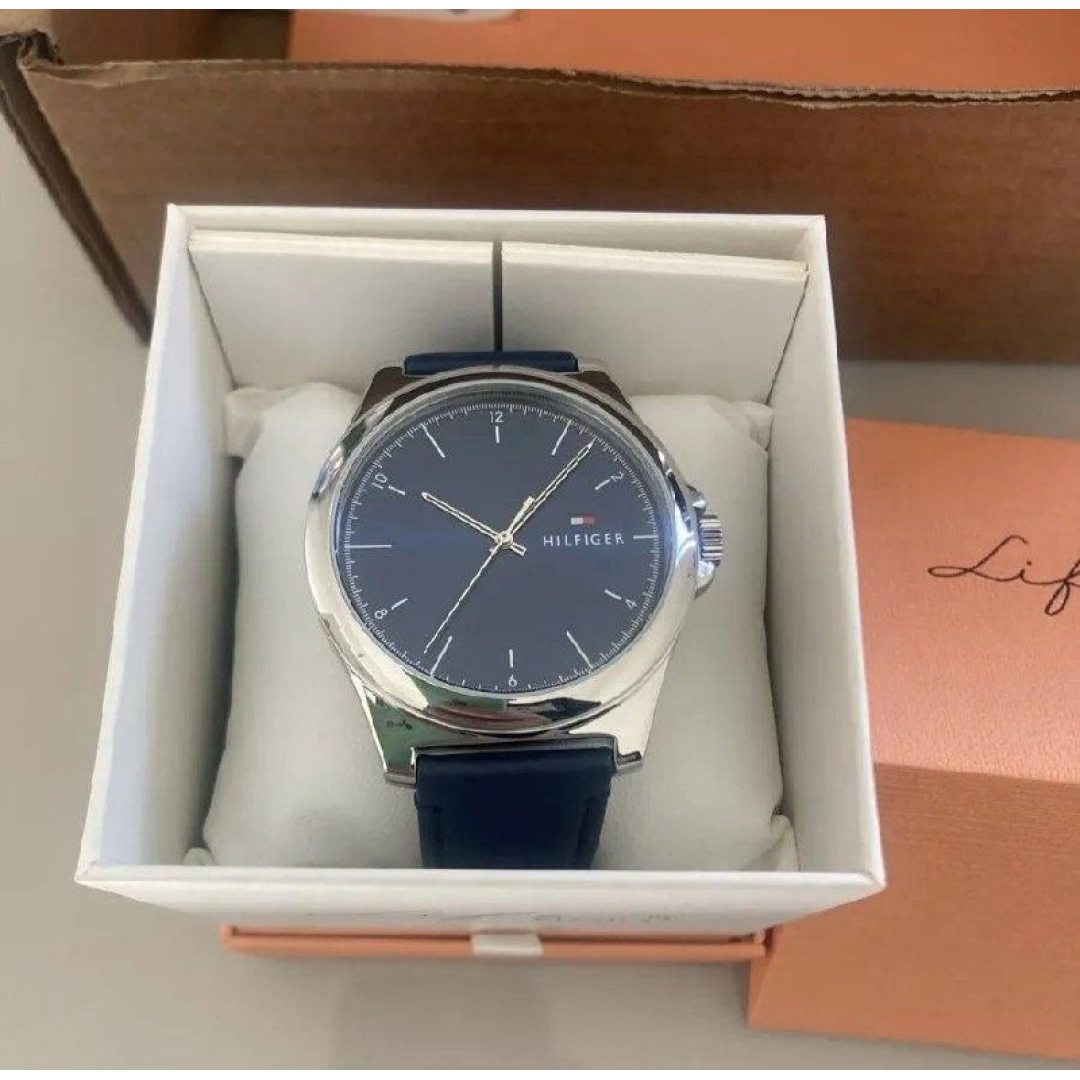 Relógio Tommy Hilfiger Norris Masculino Couro Azul - 1710666 Prateado Azul-escuro