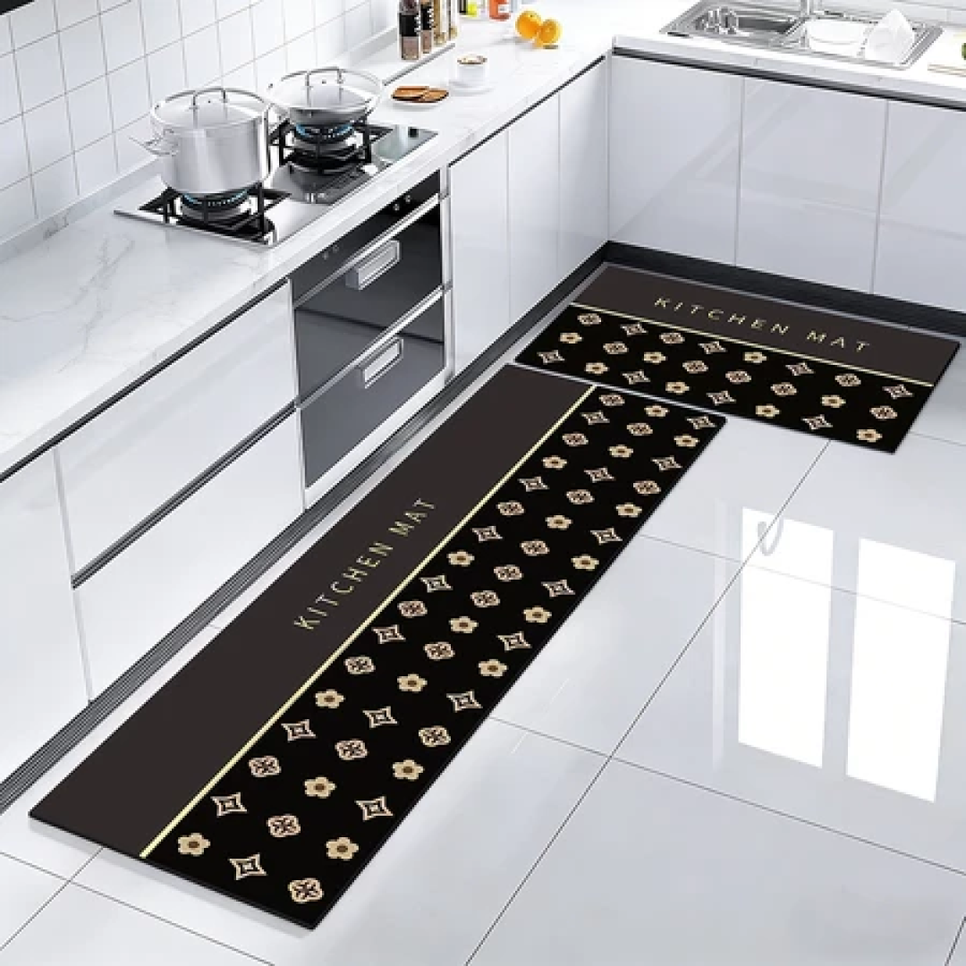 Kit 2 Tapetes de Cozinha - Borracha Antiderrapante, Super Absorvente e Secagem Rápida 120*34cm+60*34cm